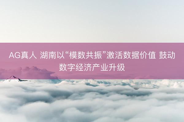 AG真人 湖南以“模数共振”激活数据价值 鼓动数字经济产业升级