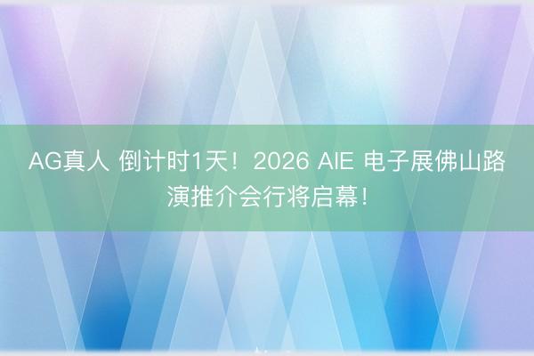 AG真人 倒计时1天！2026 AIE 电子展佛山路演推介会行将启幕！