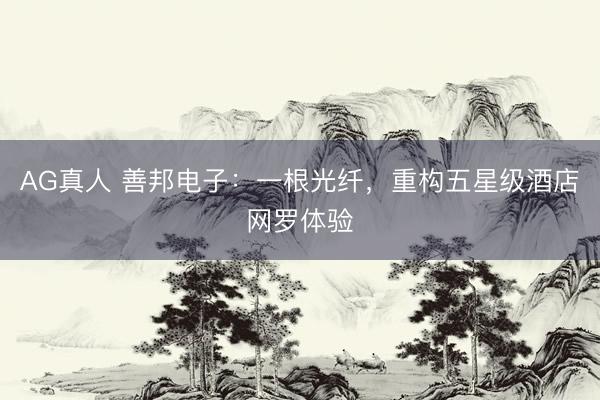 AG真人 善邦电子：一根光纤，重构五星级酒店网罗体验