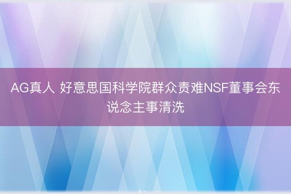 AG真人 好意思国科学院群众责难NSF董事会东说念主事清洗