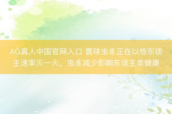 AG真人中国官网入口 寰球虫豸正在以惊东谈主速率灭一火，虫豸减少影响东谈主类健康