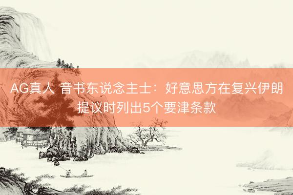 AG真人 音书东说念主士：好意思方在复兴伊朗提议时列出5个要津条款