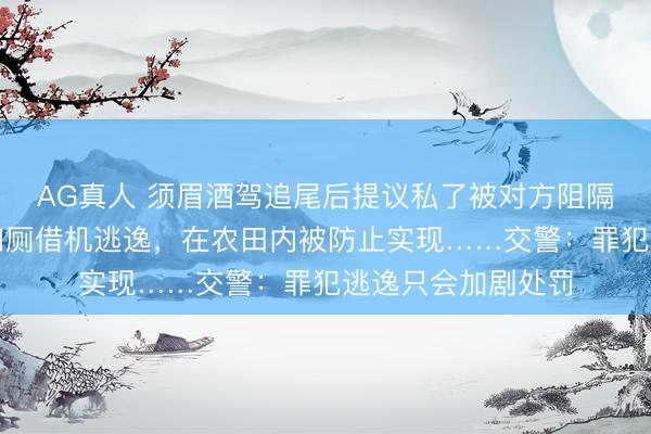 AG真人 须眉酒驾追尾后提议私了被对方阻隔，谎称腹痛念念如厕借机逃逸，在农田内被防止实现……交警：罪犯逃逸只会加剧处罚
