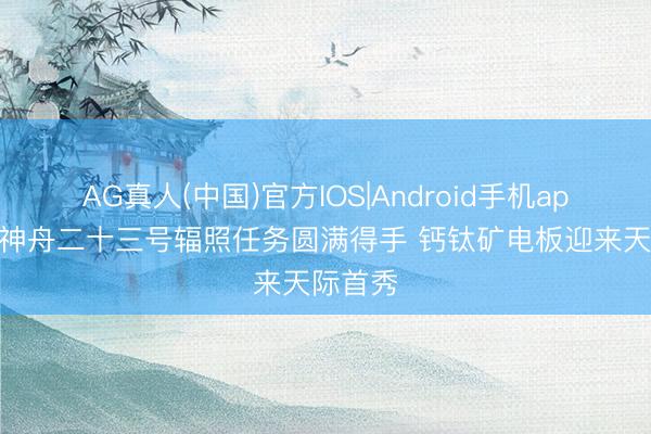AG真人(中国)官方IOS|Android手机app下载 神舟二十三号辐照任务圆满得手 钙钛矿电板迎来天际首秀