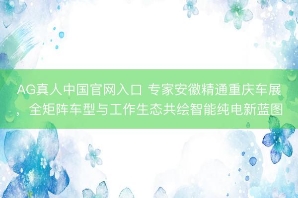 AG真人中国官网入口 专家安徽精通重庆车展，全矩阵车型与工作生态共绘智能纯电新蓝图