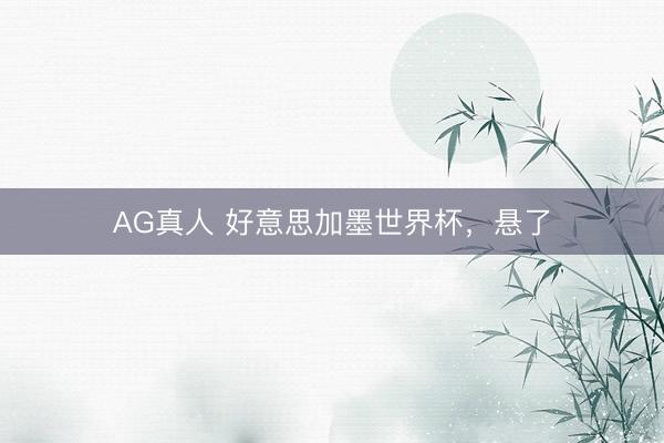 AG真人 好意思加墨世界杯，悬了